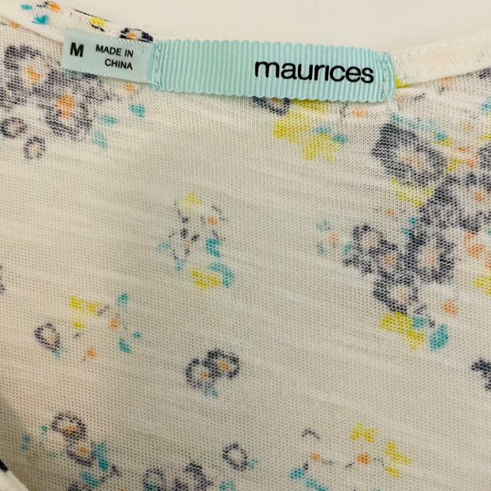 Maurices Floral Lace Front Tank Top M White & Yellow Polyester - Picture 3 of 9